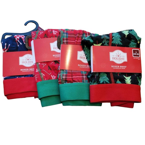 Men's Christmas Boxer Shorts Stocking Stuffer Gift Set of 4 Small 28-30 DH3203 - Picture 1 of 5